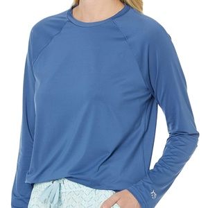 Southern Tide Long Sleeve Skipjack Sleeve Perf Tee Seven Seas Blue